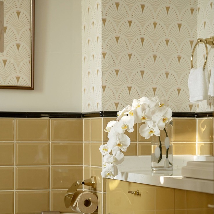 扇形半圓 簡約時尚現代背景壁紙 德國風格定製墻紙衛生間半墻壁紙-細節圖3