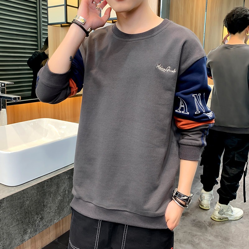 衛衣男士2021春秋冬季新款韓版潮流寬松圓領長袖t恤潮牌百搭上衣-細節圖5