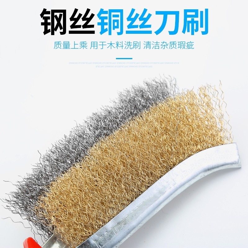 鋼絲刷文玩刷子木柄銅絲刷金剛菩提核桃清潔刀刷鋼刷鐵刷子豬毛刷-細節圖3