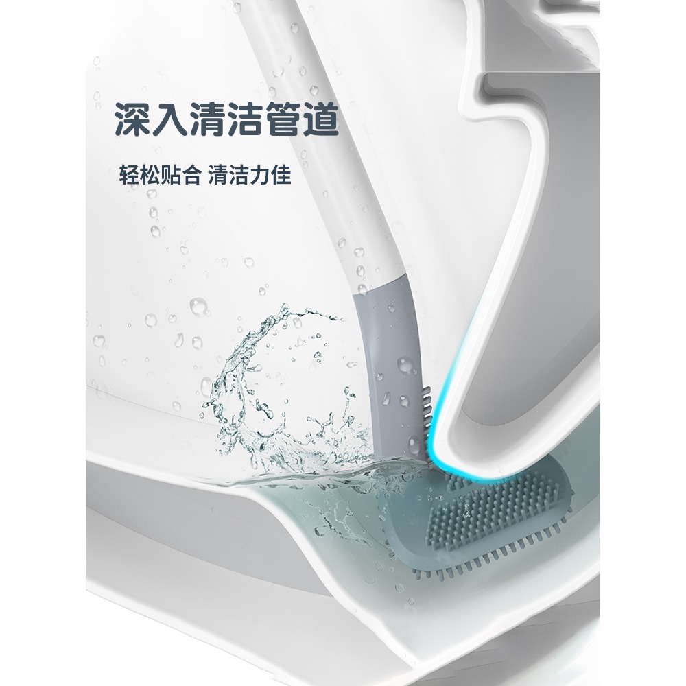 高爾夫硅膠馬桶刷子家用衛生間清潔神器壁掛式刷廁所帶底座軟毛-細節圖3