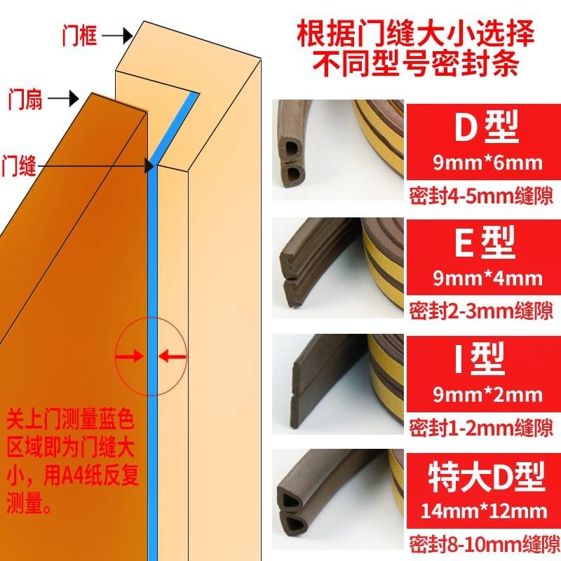 隔音條靜音海綿門窗條防撞自關門密封門邊推拉門條粘噪音防風條防-細節圖4