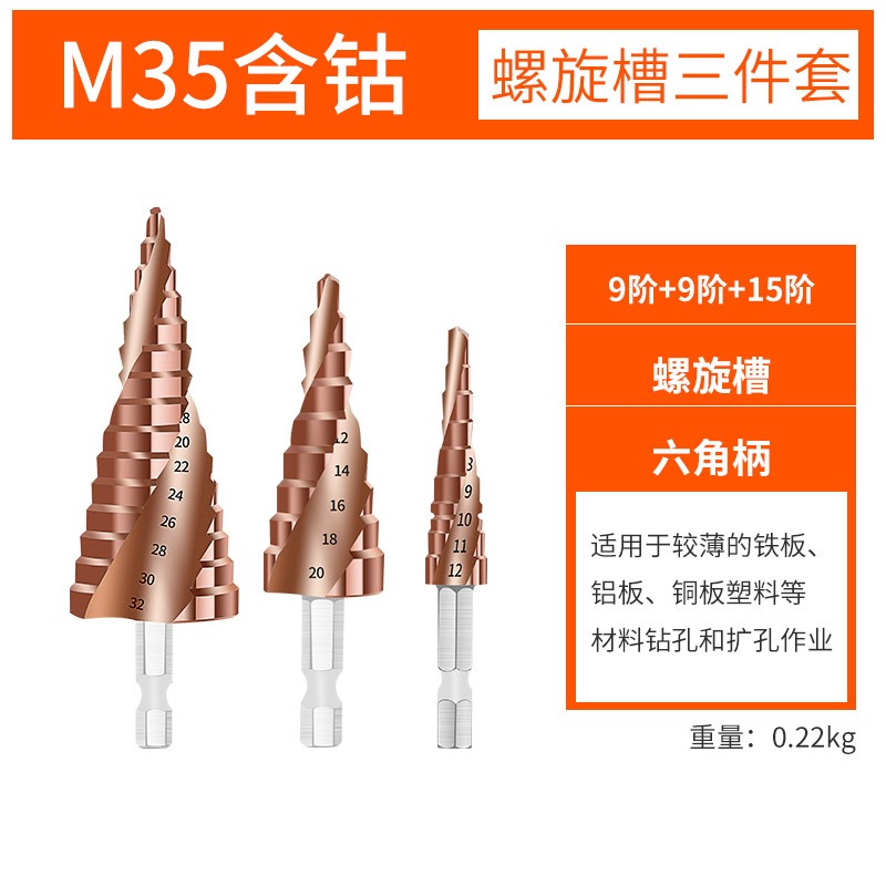 寶塔鉆頭多功能萬用超硬打孔鋼鐵階梯擴孔德國不銹鋼開孔器金屬鉆-細節圖7