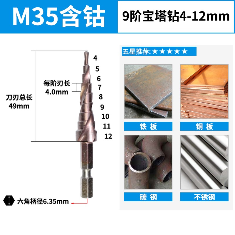 寶塔鉆倒角鉆頭打孔鋼鐵超硬金屬木工不銹鋼開孔器專用擴孔錐形-細節圖6