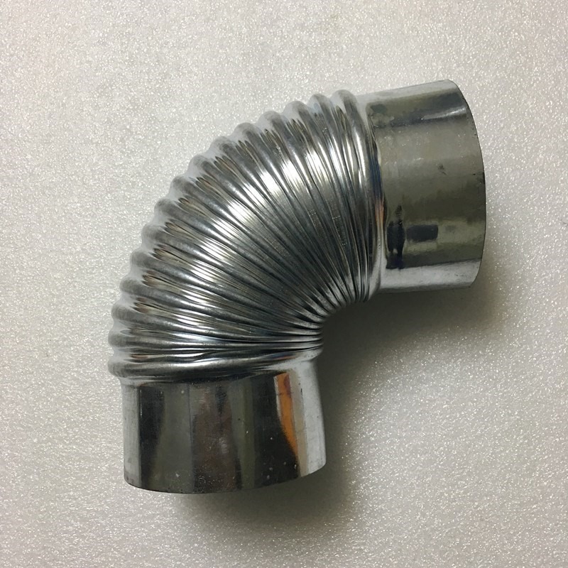 煙管件新款彎頭度不銹鋼波紋接頭100mm排彎爐烤火90煙囪2-細節圖3