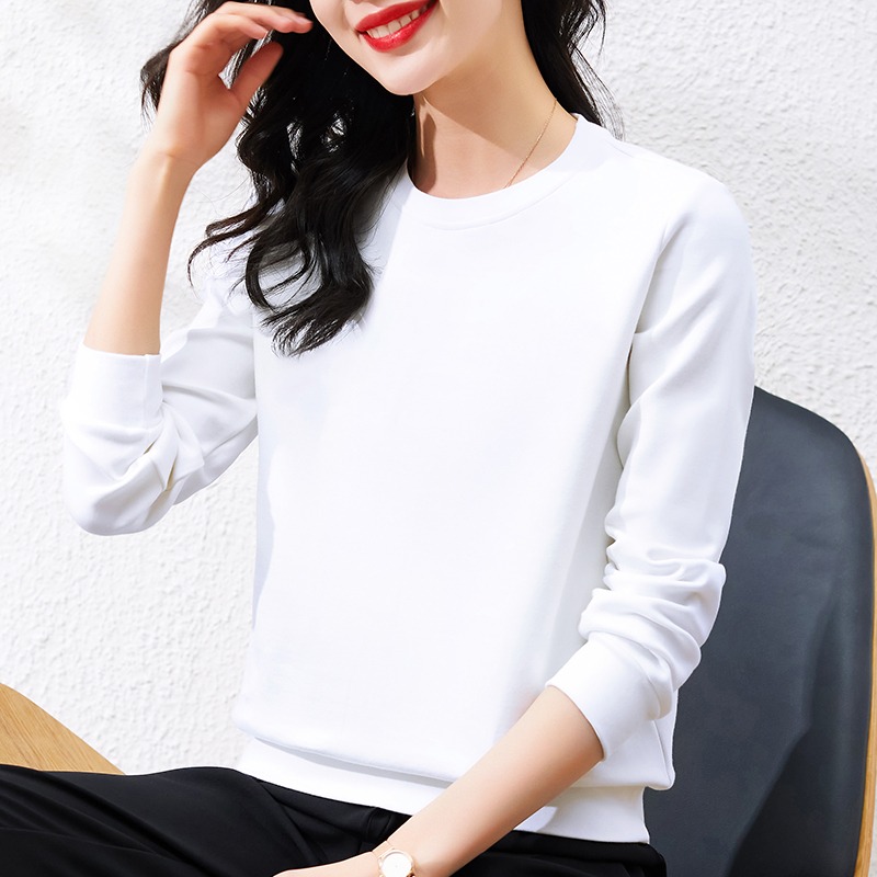 純色衛衣女寬松春裝年新款打底衫內搭純棉套頭百搭長袖上衣潮-細節圖2
