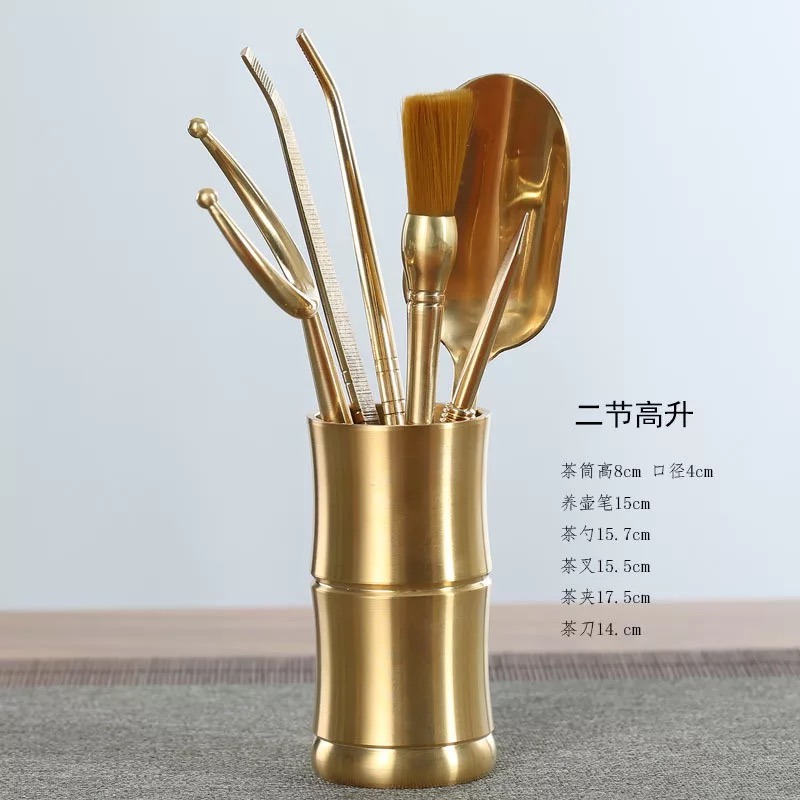 純黃銅茶葉罐旅行密封家用便攜金屬小號隨身黃銅密封罐六君子中式-細節圖4