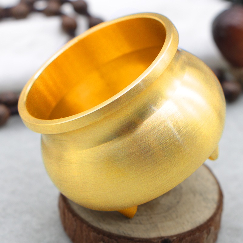 純黃銅小香爐香道用具帶蓮花香插香薰爐小三足香爐供奉用品-細節圖8