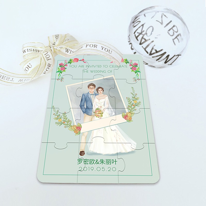 正印坊年iy創意結婚請柬喜帖婚禮個性拼圖定製in風歐式-細節圖2