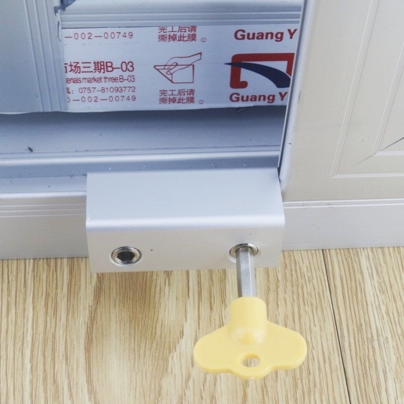 安全推拉門手推限位器鎖實用塑鋼打孔窗戶寶寶免兒童防護移門擋塊-細節圖3