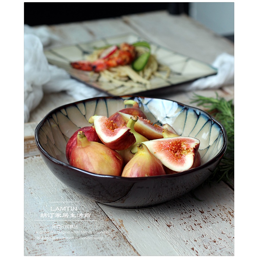 日式和風陶瓷麪碗湯碗大菜碗窯變工藝釉下彩拉麪碗經典裂變紋大碗-細節圖3