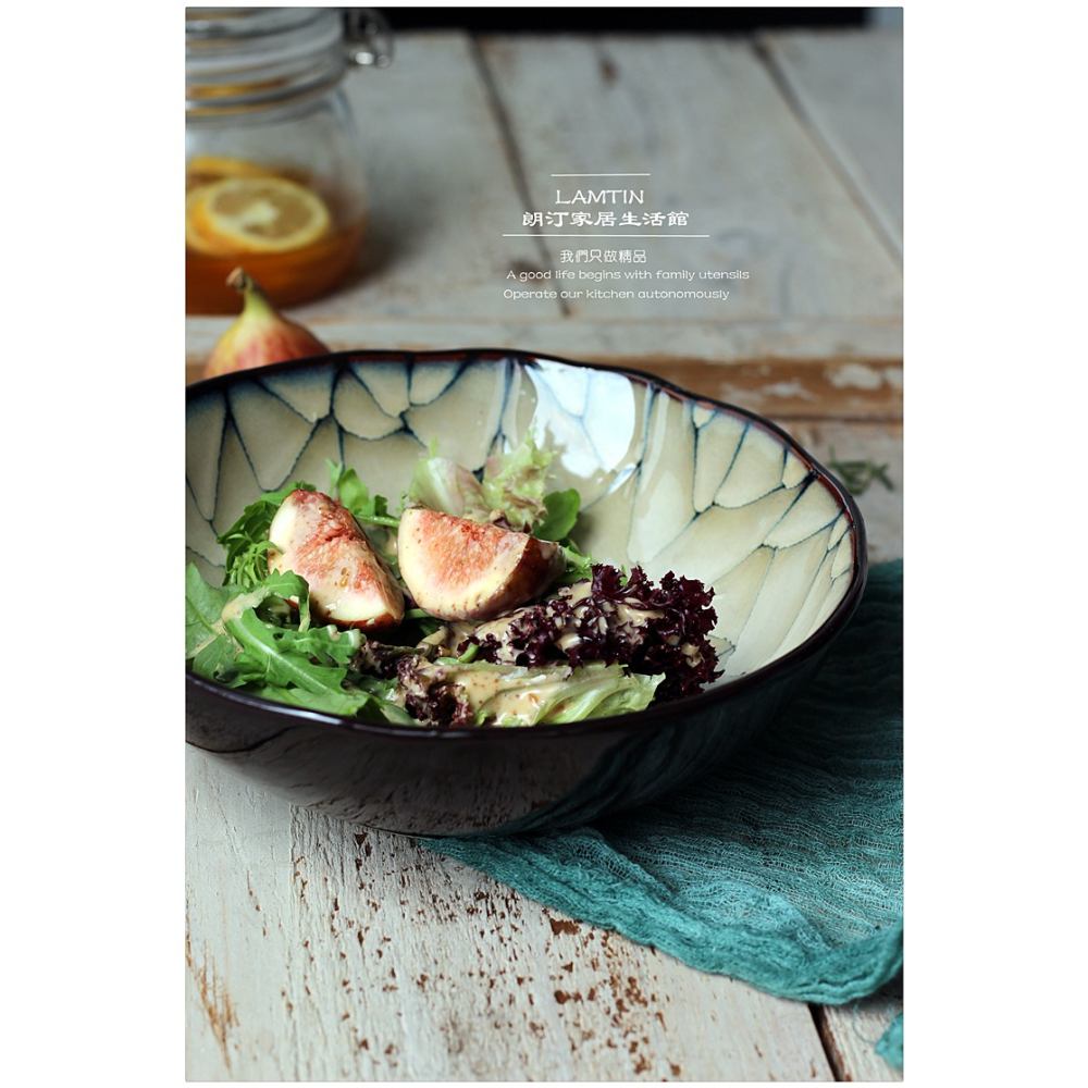 日式和風陶瓷麪碗湯碗大菜碗窯變工藝釉下彩拉麪碗經典裂變紋大碗-細節圖4