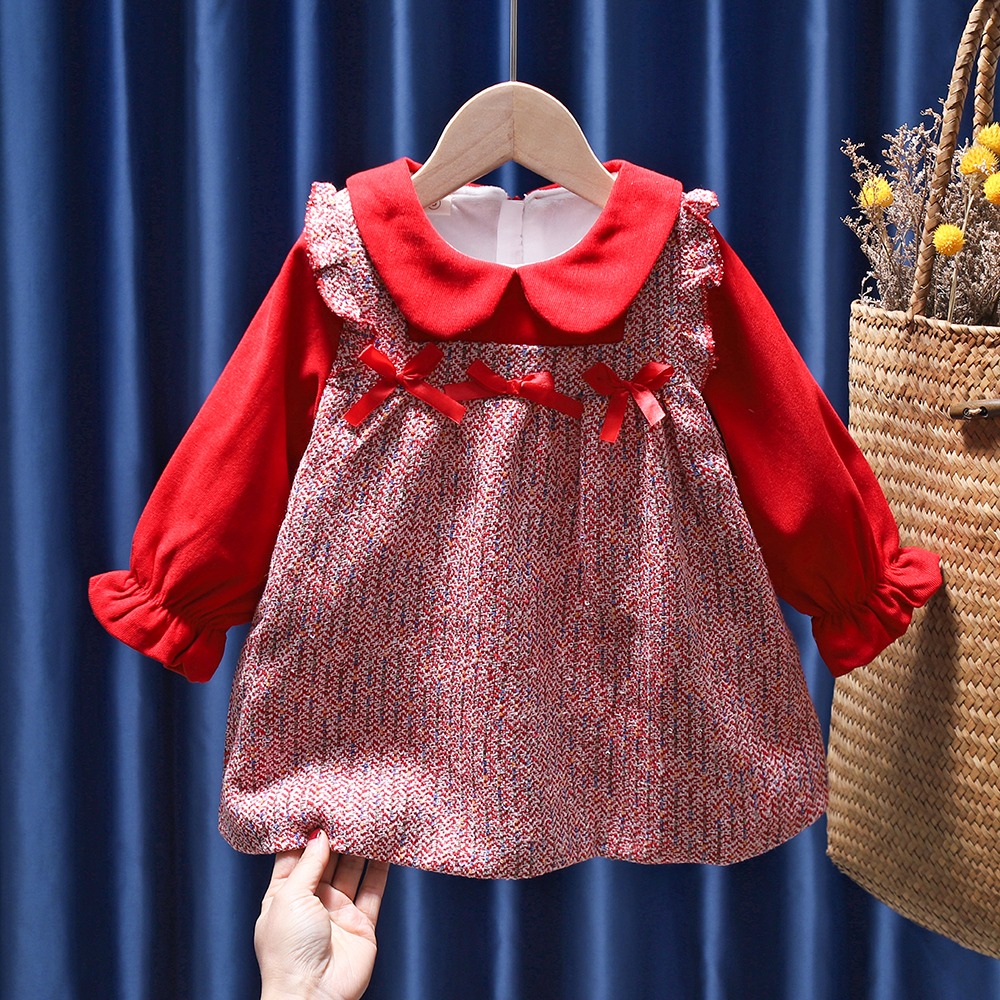 女童冬裝新款加絨加厚連衣裙周歲寶寶生日禮服裙嬰兒洋氣公主裙子-細節圖7