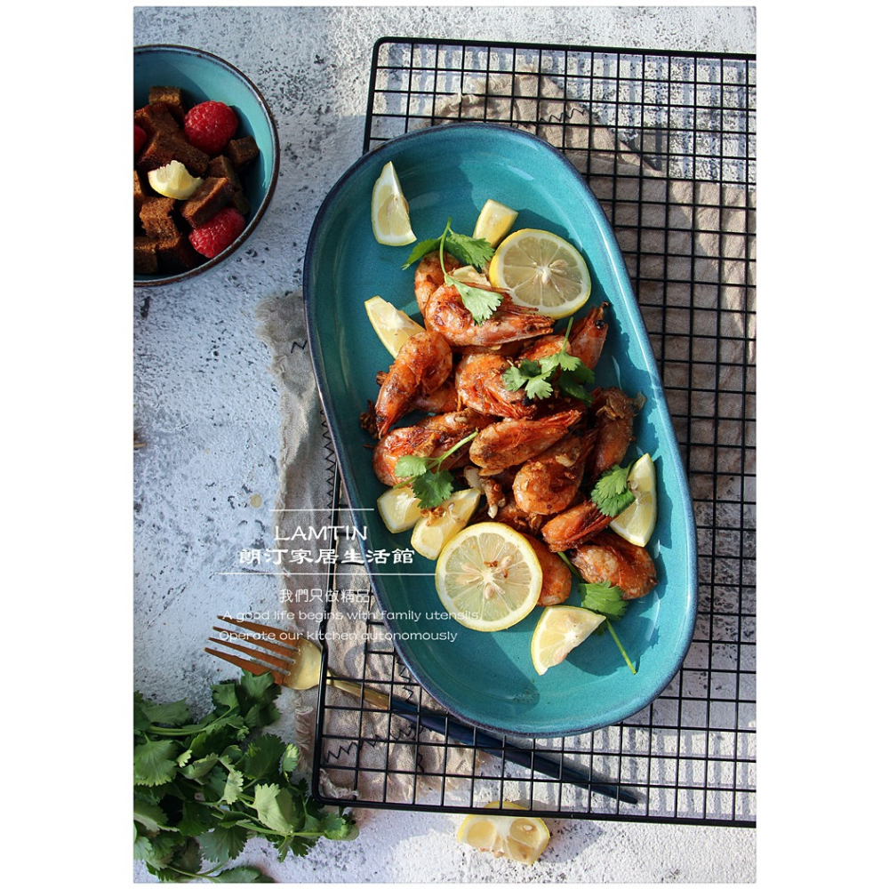 創意粗陶盤沙拉焗飯淺口盤魚盤不規則手工創意長條盤日式料理盤-細節圖8