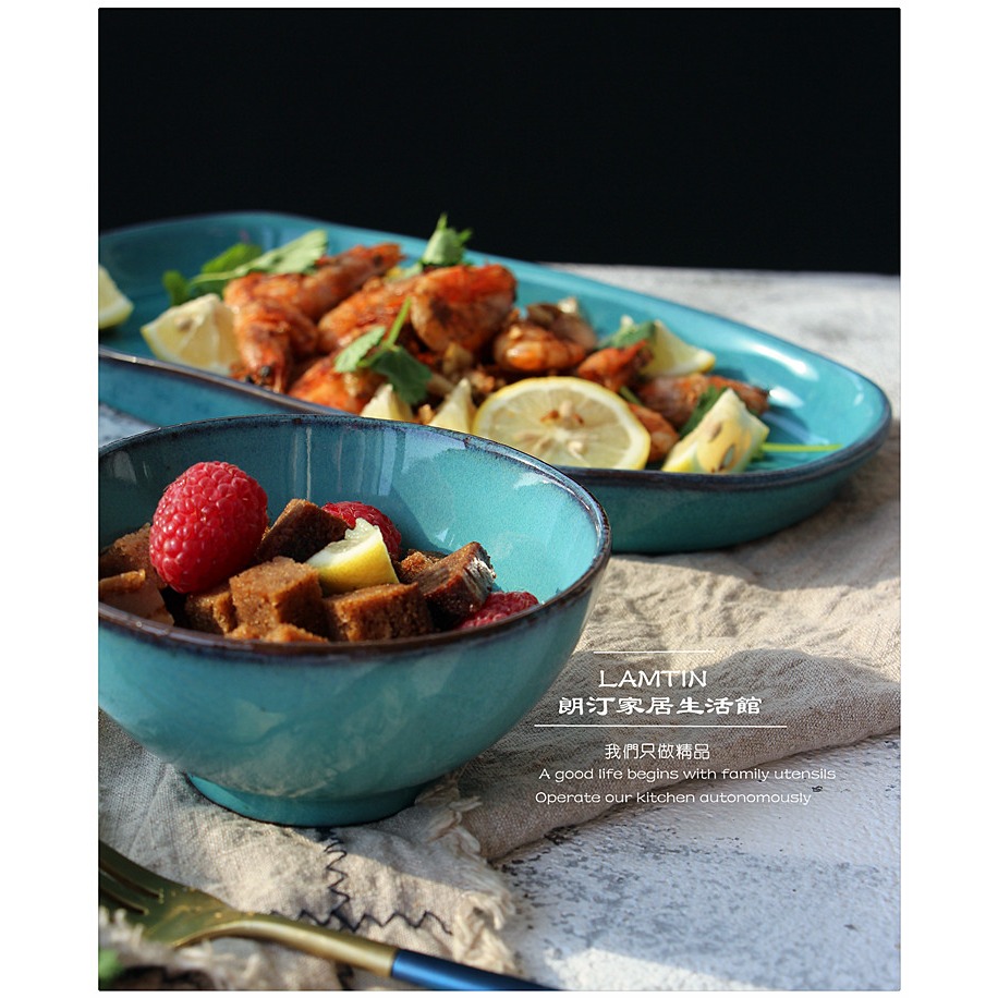 創意粗陶盤沙拉焗飯淺口盤魚盤不規則手工創意長條盤日式料理盤-細節圖10