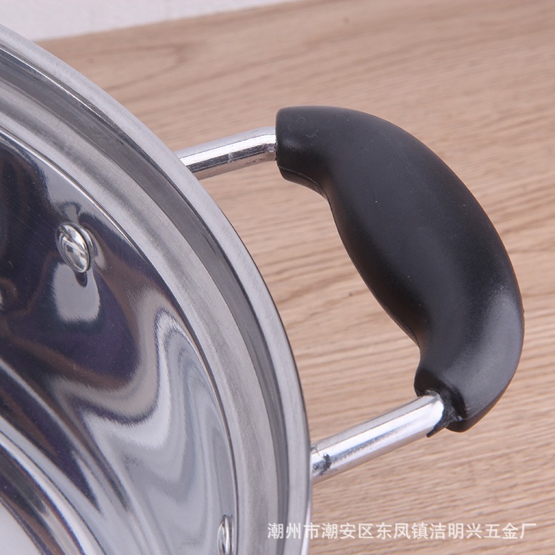 不銹鋼火鍋特厚帶磁小肥羊火鍋清湯帶蓋火鍋24-34cm電磁爐通用-細節圖3
