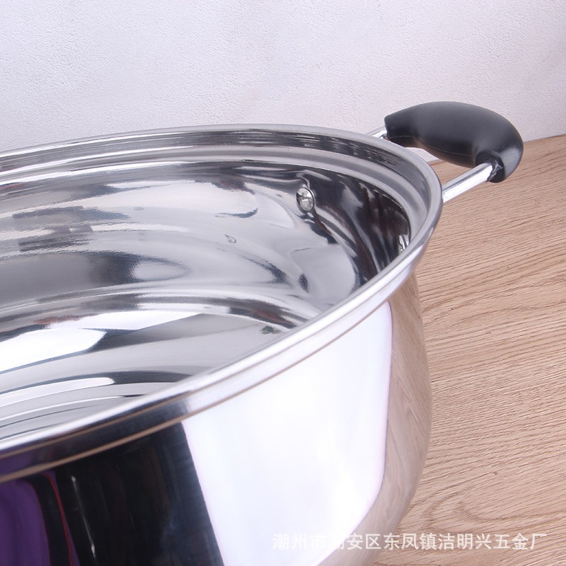 不銹鋼火鍋特厚帶磁小肥羊火鍋清湯帶蓋火鍋24-34cm電磁爐通用-細節圖4