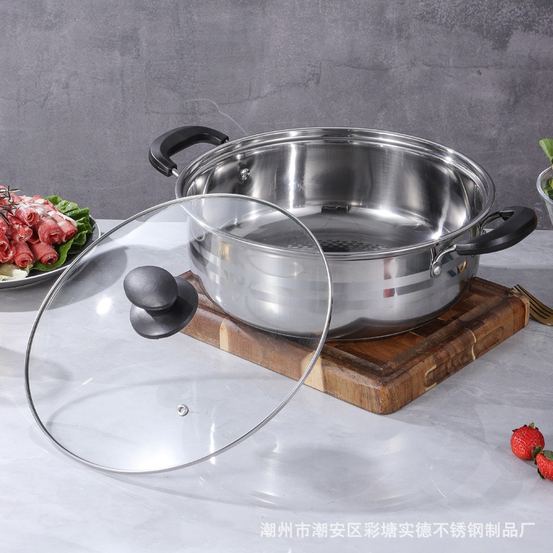 不銹鋼火鍋加厚復底家用火鍋鍋電磁爐燃氣竈通用大容量二味鴛鴦鍋-細節圖4
