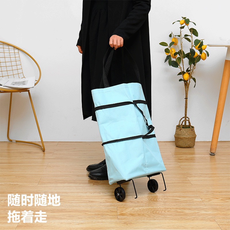 買菜車手拉車拖車買菜神器家用便攜小拉車超市購物袋可折疊拖輪包-細節圖2