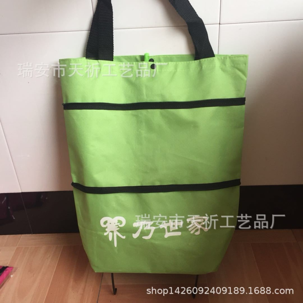 廠家直銷拖輪包折疊購物車牛津布帶輪子多功能買菜超市可背式-細節圖2