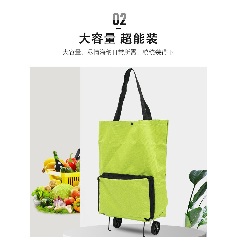 日本便攜可折疊牛津布超市拖輪包買菜車拉桿式便攜購物車工廠貨源-細節圖2