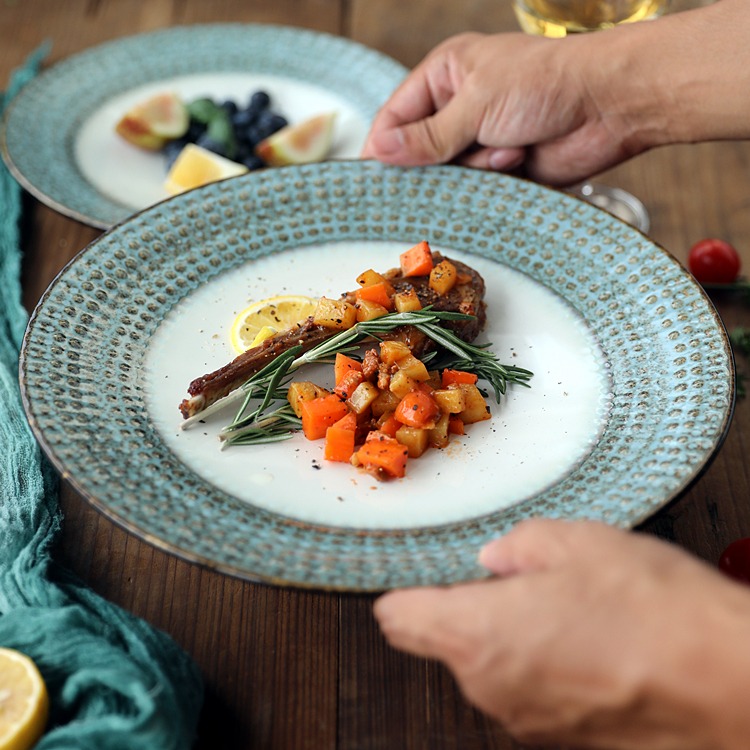 北歐創意陶瓷餐具意麪盤地中海餐盤牛排盤家用菜盤子日式料理餐盤-細節圖2