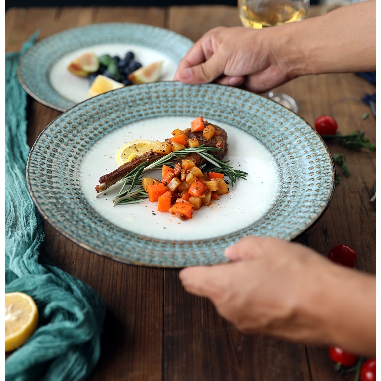 北歐創意陶瓷餐具意麪盤地中海餐盤牛排盤家用菜盤子日式料理餐盤-細節圖3