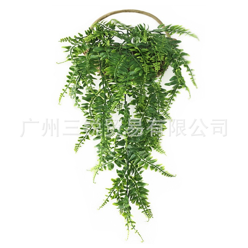 跨境 仿真波斯藤 69葉壁掛 蕨類 塑料藤條假花綠植墻裝飾配材-細節圖2