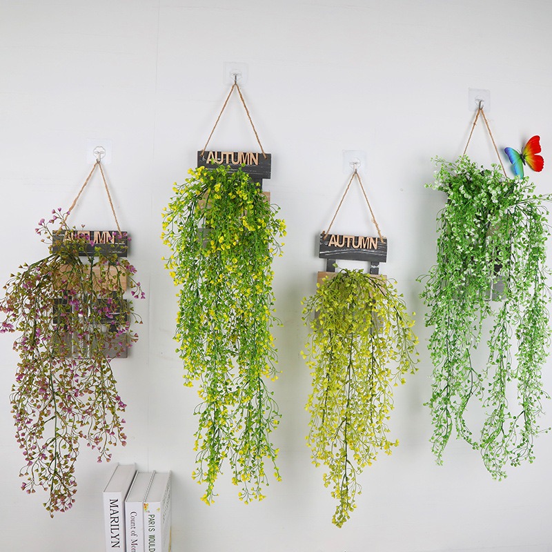 創意實木壁掛花盆花籃免打孔墻紙墻面裝飾仿真花家居客廳玄關壁飾-細節圖3