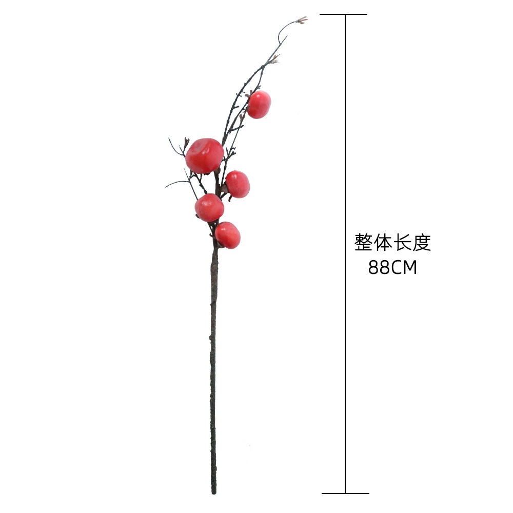 廠家果子乾枝柿子仿真花玫瑰出口家居裝飾婚慶假花MW25582-細節圖4
