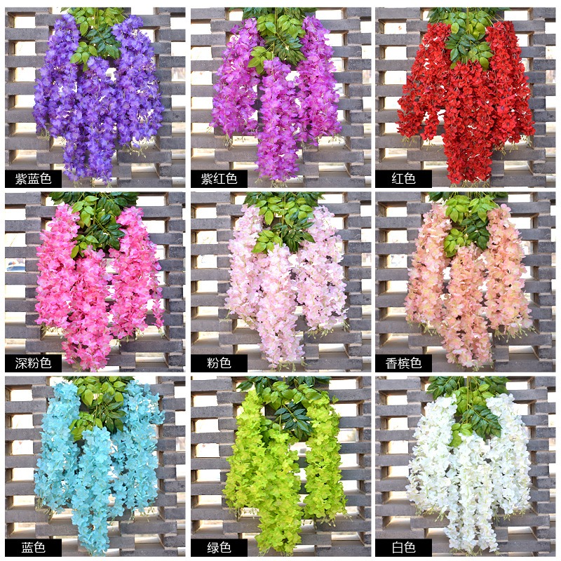 廠家仿真豆花紫藤花長串植物絹布壁掛吊頂繡球垂釣婚慶旅遊-細節圖3