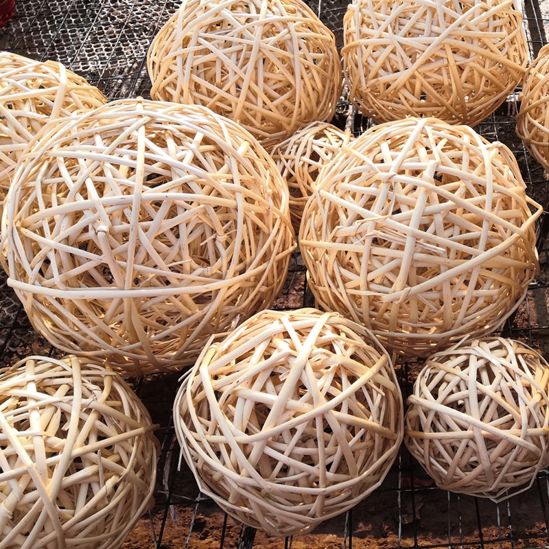 柳編寵物玩具球5cm8cm原色藤球彩色柳球干支花球裝飾櫥窗吊飾-細節圖3