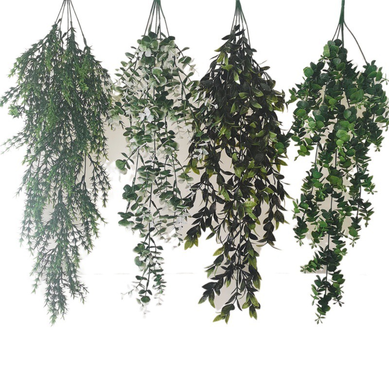 跨境仿真植物尤加利藤條婚慶裝飾假花塑料壁掛墻麪人造藤蔓裝飾花-細節圖5