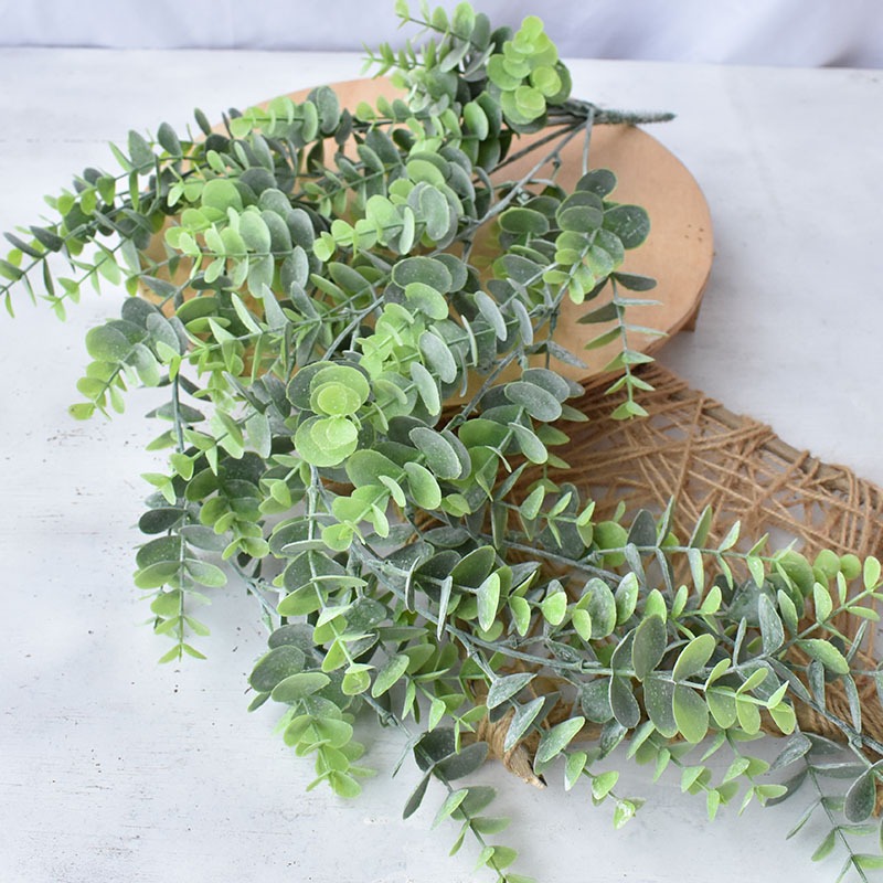美式復古植毛綠色植物 墻配材仿真尤加利壁掛 家居裝飾塑料花-細節圖4