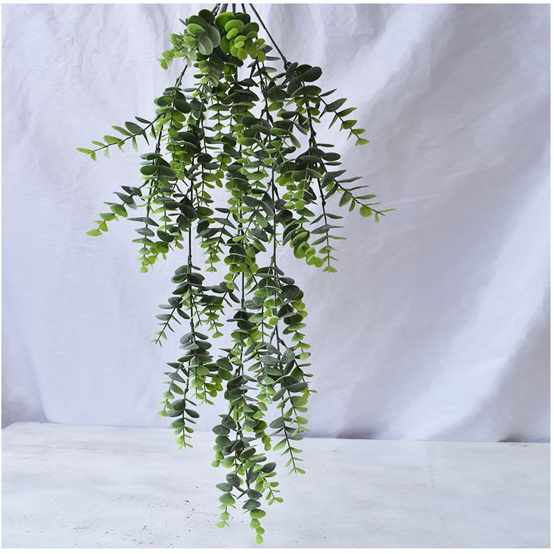 美式復古植毛綠色植物 墻配材仿真尤加利壁掛 家居裝飾塑料花-細節圖5