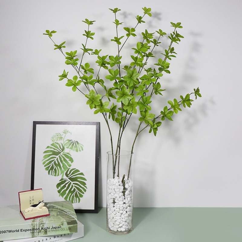 仿真吊鐘綠色植物樹枝插花乾枝 日本馬醉木綠植葉子室內假花樹葉-細節圖3