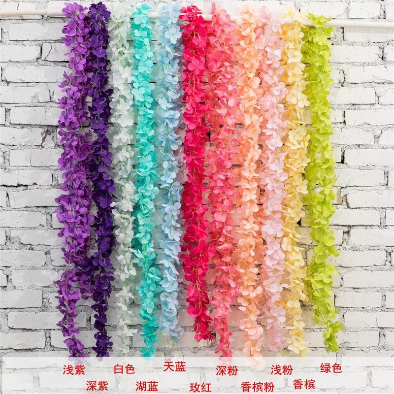 仿真繡球花條紫羅蘭壁掛花藤毛布紫藤花條婚慶豆花串裝飾花-細節圖2