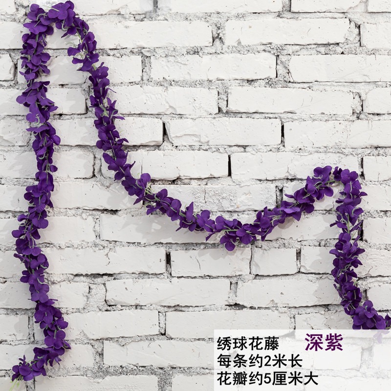 仿真繡球花條紫羅蘭壁掛花藤毛布紫藤花條婚慶豆花串裝飾花-細節圖5