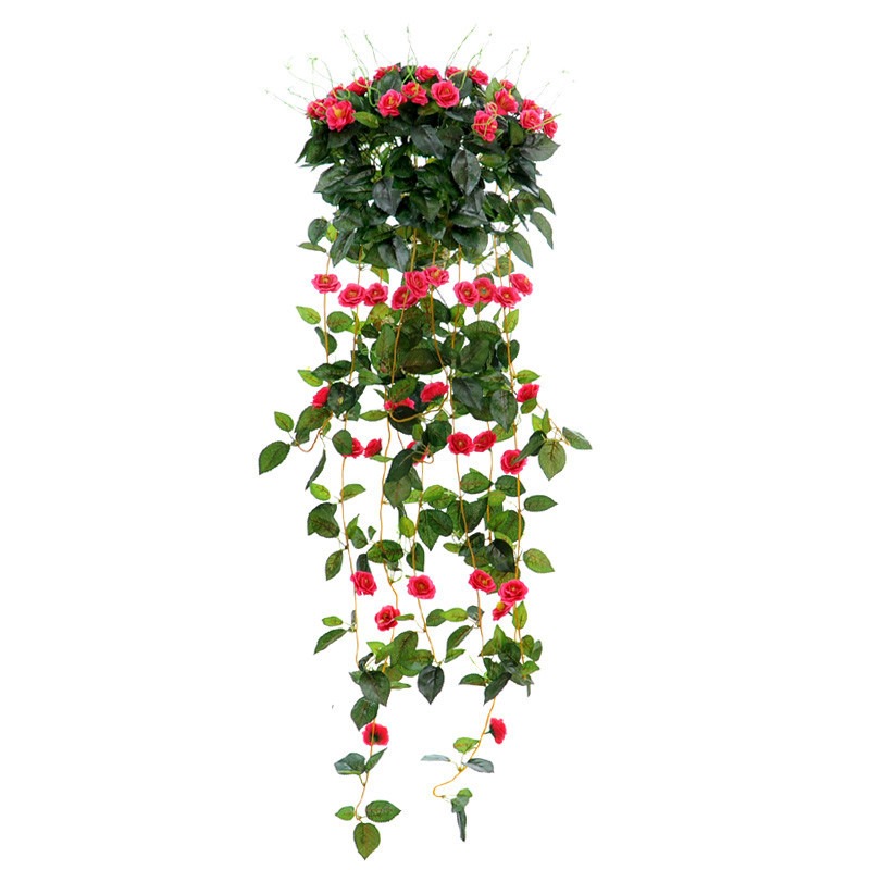 仿真薔薇花 藤條壁掛假花藤客廳吊蘭假花裝飾吊頂塑料花藤蔓-細節圖3