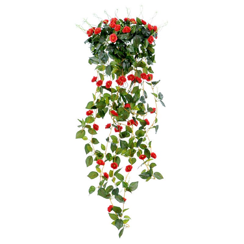 仿真薔薇花 藤條壁掛假花藤客廳吊蘭假花裝飾吊頂塑料花藤蔓-細節圖5