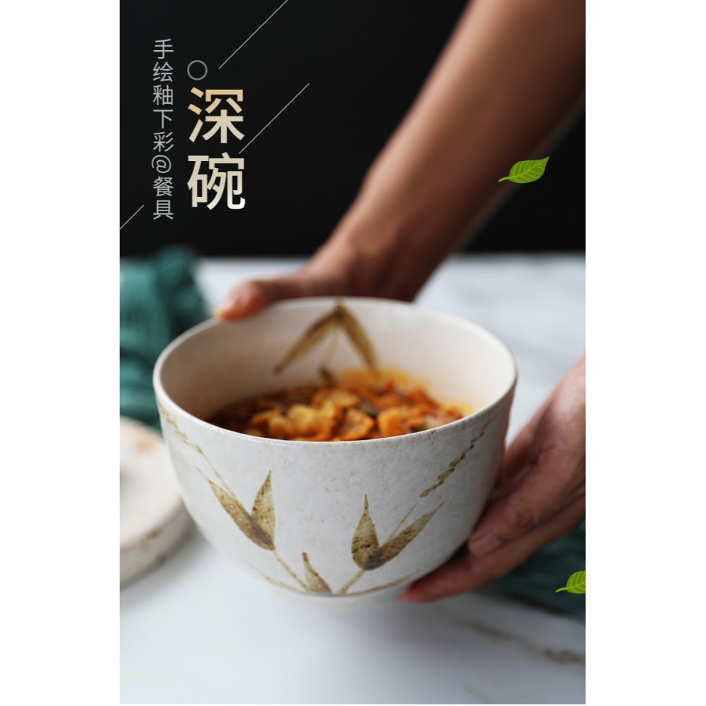 日式手繪陶瓷喫麪碗創意個性拉麪碗家用沙拉大碗單個湯碗拌麪深碗-細節圖6