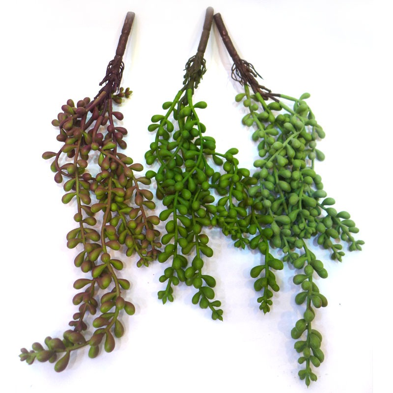 仿真壁掛花植物 新款珍珠豆果串情人淚彩豆佛珠 仿真多肉植物藤條-細節圖2