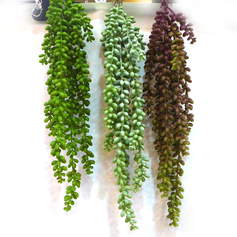 仿真壁掛花植物 新款珍珠豆果串情人淚彩豆佛珠 仿真多肉植物藤條-細節圖3