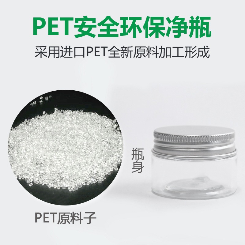 工廠50mm廣口塑料瓶 47牙50ml食品級PET膏霜罐 透明花茶罐-細節圖3