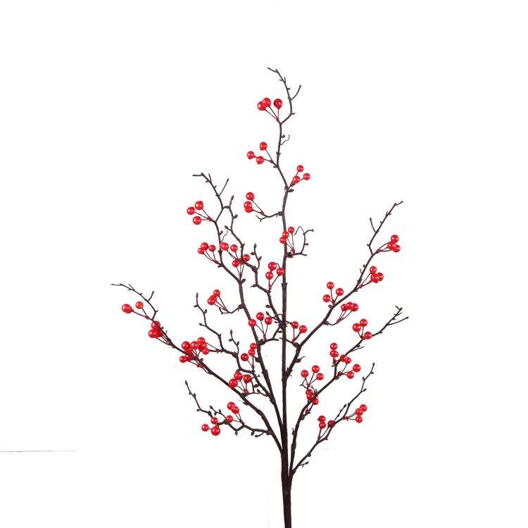 北美仿真冬青果紅色果子乾枝 婚慶裝飾黃金果漿 跨境仿真植物-細節圖5
