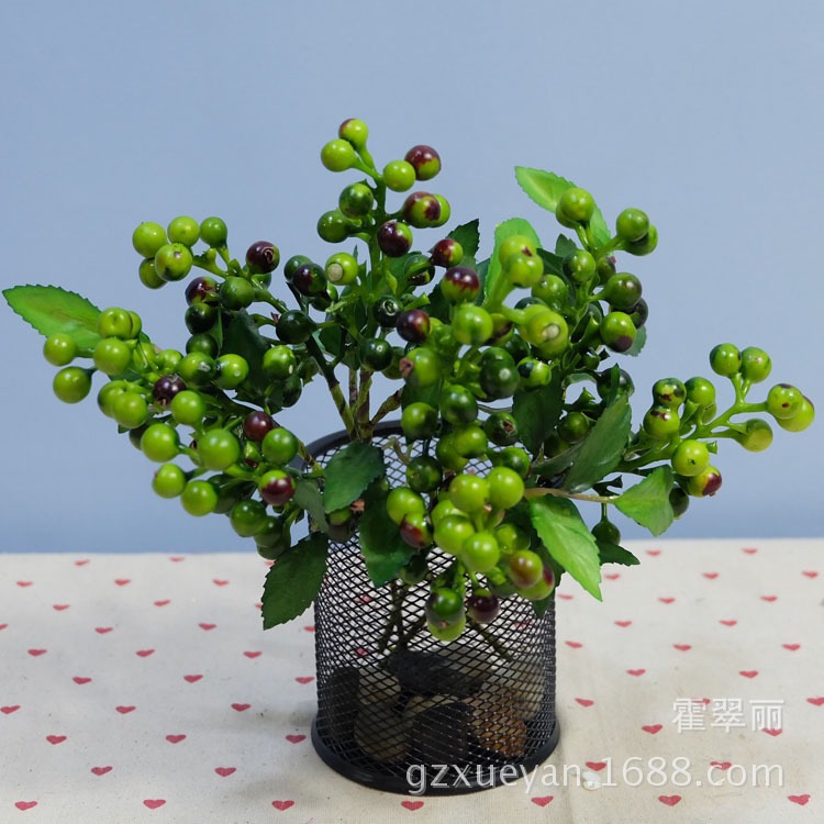 聖誕裝飾紅色漿果 114 泡沫果手感乾枝帶葉 廠家兩叉野果子-細節圖3