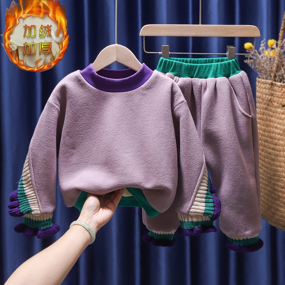 女寶寶秋冬裝套裝小童洋氣新款2嬰兒保暖衣服1-6歲女童加絨兩件套-細節圖8