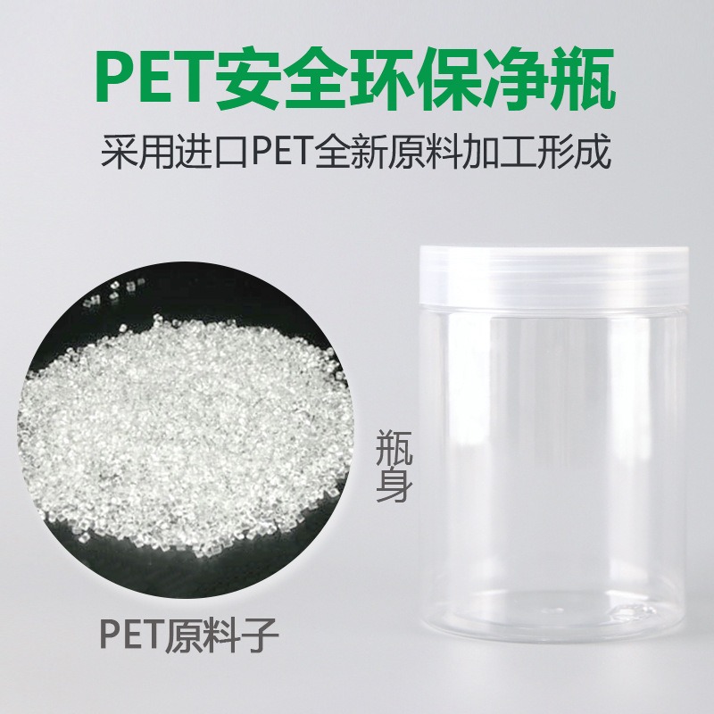 現貨廣口圓形塑料罐 68牙250ml食品級透明小花茶罐 PET廣口瓶-細節圖3