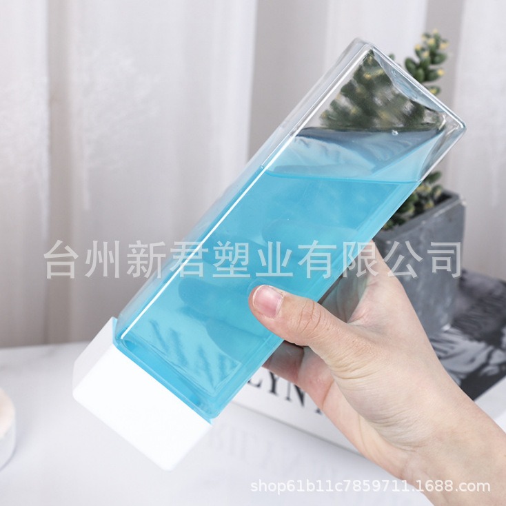 500ml塑料奶茶瓶創意方形果汁瓶一次性透明帶蓋食品級飲料包裝瓶-細節圖4