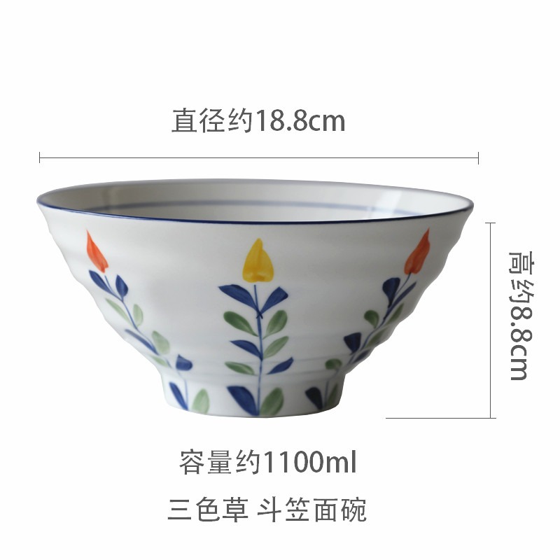 日式創意拉麪碗陶瓷湯碗大號斗笠牛肉拉麪碗個性家用沙拉碗餛飩碗-細節圖8