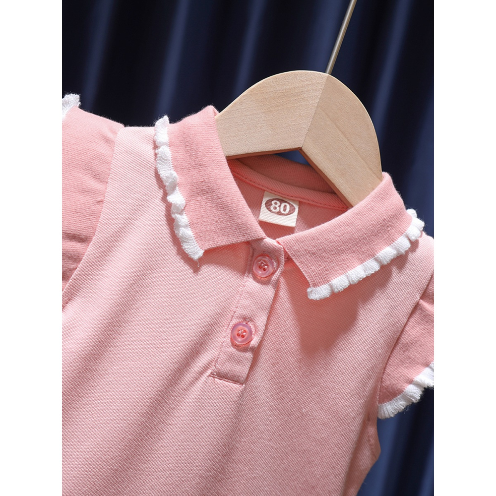 女童無袖POLO衫裙子兒童夏季純棉連衣裙翻領休閑運動裙寶寶網球裙-細節圖3